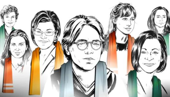 ▲佩戴不同颜色围巾的成员 来源：加拿大广播公司