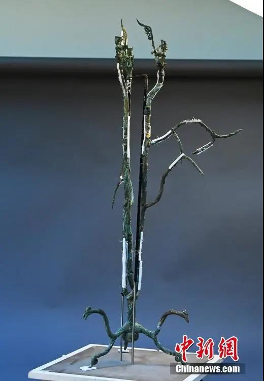 资料图：图为三星堆3号青铜神树。中新社记者 安源 摄