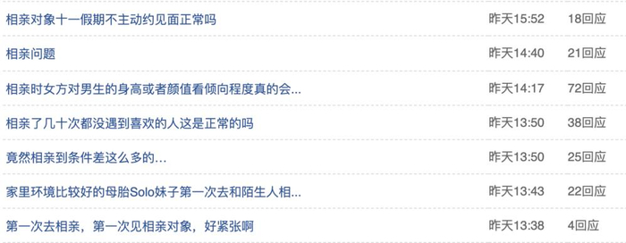 在豆瓣“生活组”里，不乏对相亲问题的讨论