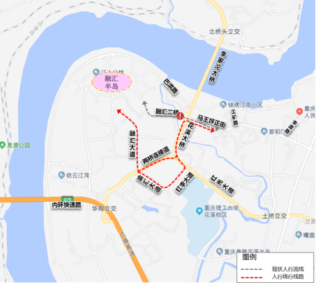 人行线路绕行示意图