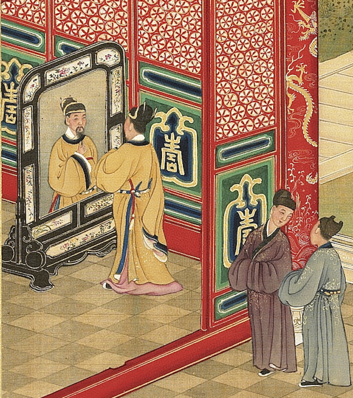 1721年左右的《唐玄宗照镜图》局部