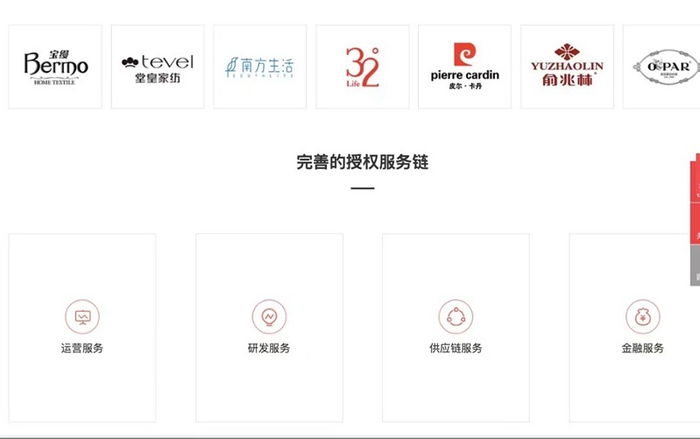 品牌授权中介公司的网站页面