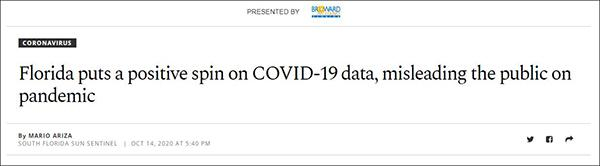 揭露佛州通过数据“误导公众”的《南佛罗里达太阳哨兵报》报道截图 