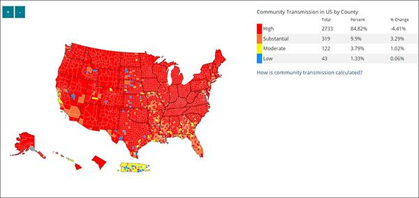 可查到郡（County）一级疫情数据的CDC“疫情数据追踪系统” 截图自CDC网站 