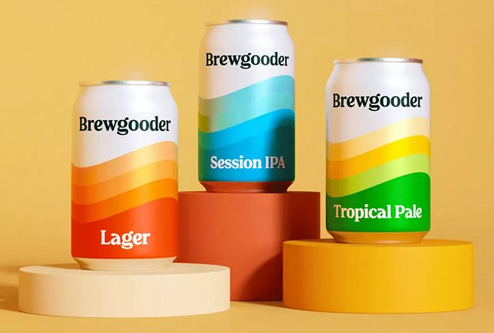 模拟水流的波浪状色块；图片来源：Brewgooder