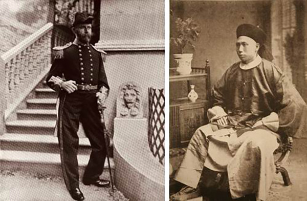 左：北洋海军总查琅威理；右：北洋海军提督丁汝昌