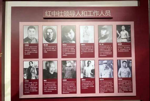 “红中社”旧址里展出的红中社领导人和工作人员照片。