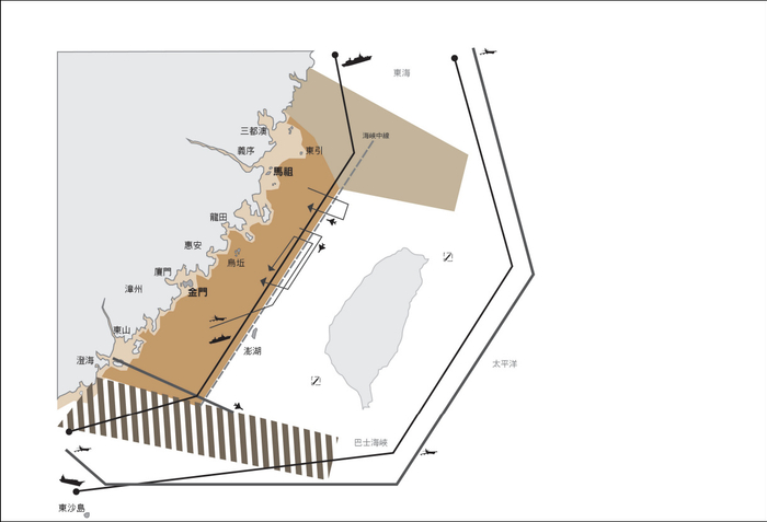 解放军在台湾周围的部署 图源：台军