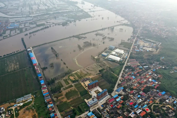 受连日持续强降雨影响，10‎月‎7‎日，40年来最大洪峰进入山西运城新绛县。图/IC Photo