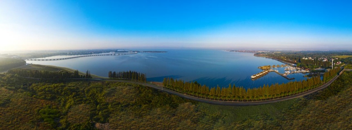 淀山湖联沪环湖大道全景（央广网发 通讯员供图）