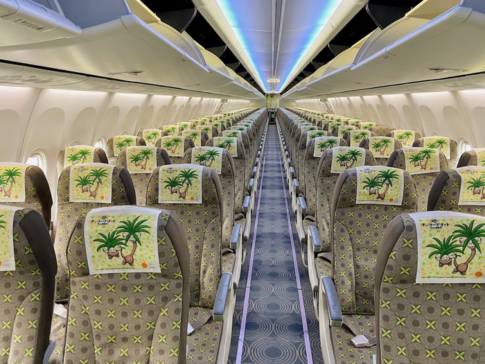 亚洲天网航空椰蛋树主题航班机舱内景 