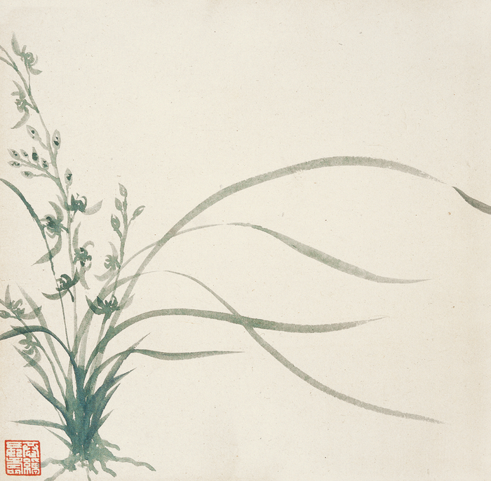 《兰花图》 叶恭绰  无年款 纸本设色 北京画院藏
