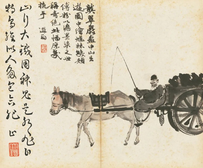 《北京风俗图之赶大车》 陈师曾  1915-1916年 纸本设色 中国美术馆藏