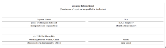 Yunhong International 2021年6月提交的10-K报告截图。