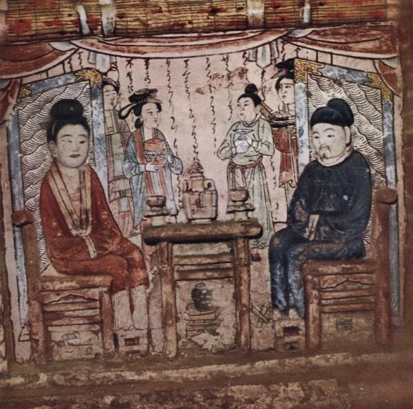 图3  白沙一号墓墓主对坐图