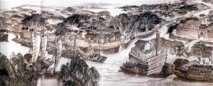 图为《古运回望图》分段画卷——张家湾篇（企业供图，央广网发）