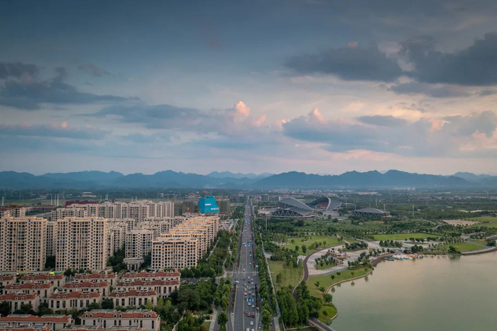 △金华开发区湖海塘地块房地产与公园航拍（时代周报记者摄）
