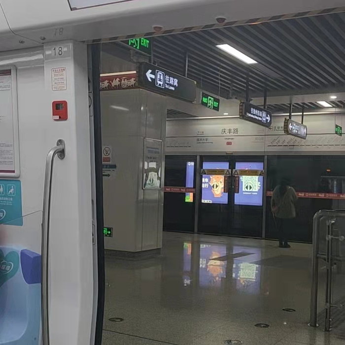 听到地铁停运通知后，市民张先生在车上拍摄的地铁站内情况。受访者供图