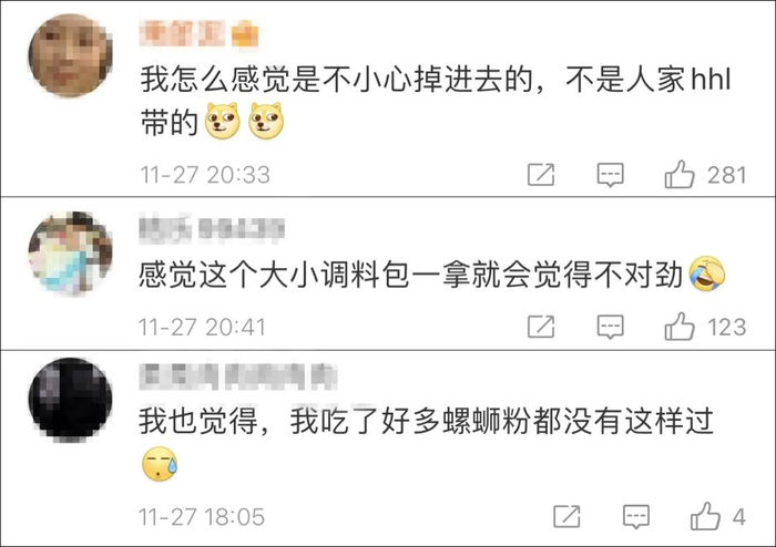 面对“自导自演”的质疑，爆料网友发布网购订单截图，显示其10月8日在拼多多某店铺下单了10包“好欢螺加辣加臭水煮型螺蛳粉”，规格为每包400g。该网友称，自己只是想要道歉和赔偿而已。