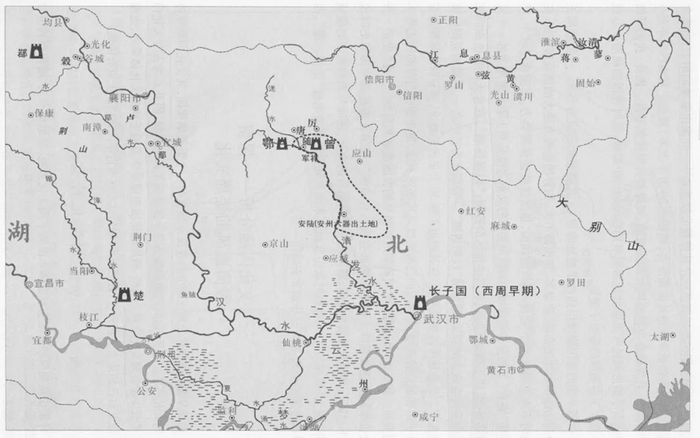 西周早期曾国疆域及周边诸国位置图