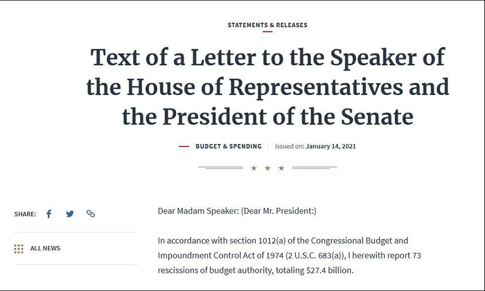 特朗普信件截图&nbsp; 图源：白宫官网