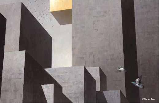 《内城故事》插图：鸽子与金融，人类对真实与虚幻的认知对比。