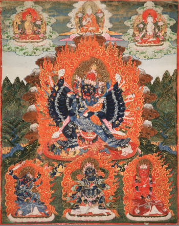 双身大威德金刚唐卡，清代。重庆中国三峡博物馆供图