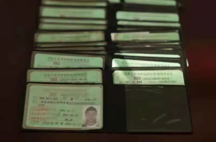 ▲警方收缴涉案人套改的驾驶证30余本。新京报记者 李英强 摄