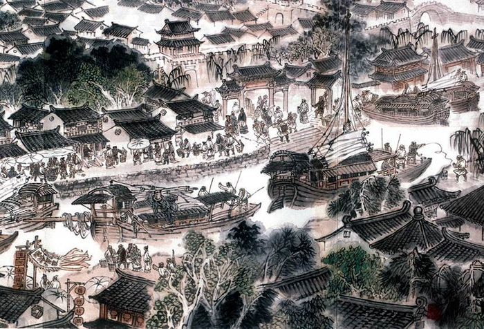 （《古运回望图》嘉兴段运河，企业供图，央广网发）