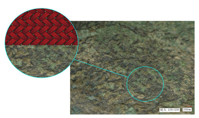 图6 编织物示意图，K2②113青铜蛇