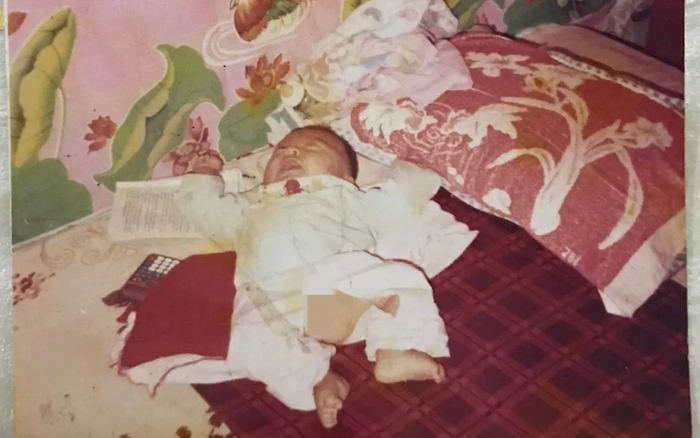 韩全新刚被韩家抱养时的样子。受访者供图