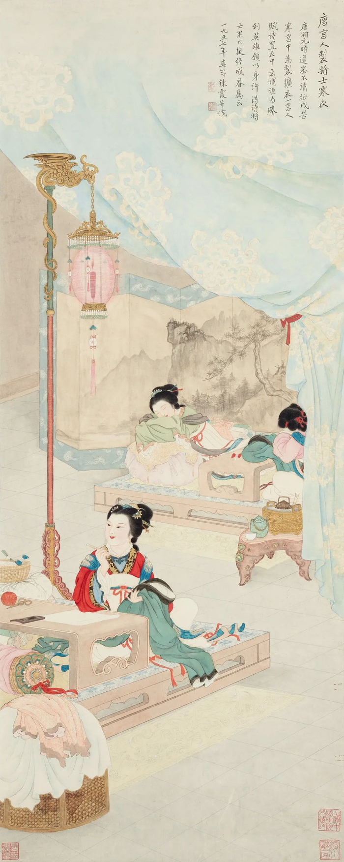 《唐宫人制将士寒衣》周鍊霞 1957年 上海中国画院藏