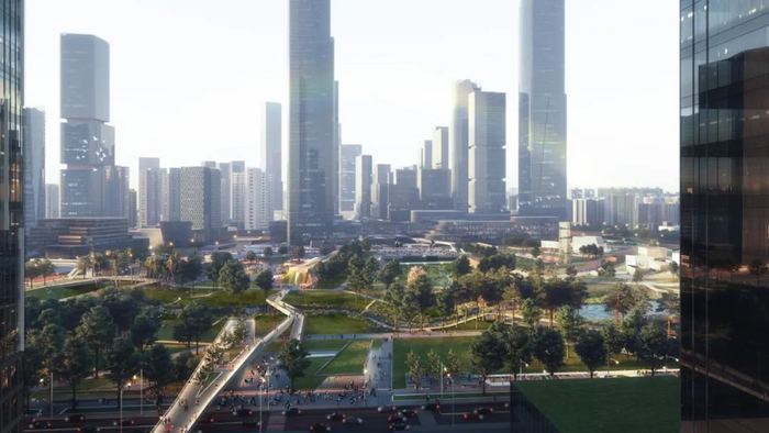 ▲东莞国际商务区中心公园整体效果图