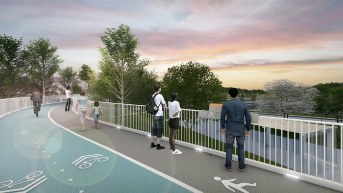▲中心城区核心地段立体慢行系统3A号桥效果图