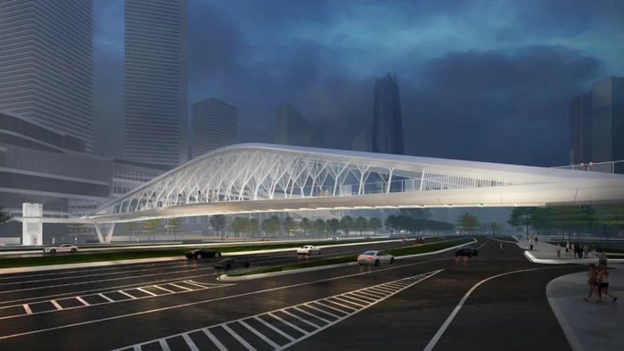 ▲中心城区核心地段立体慢行系统2号桥效果图