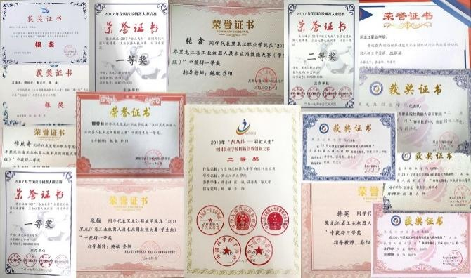 荣誉证书。黑龙江职业学院 供图