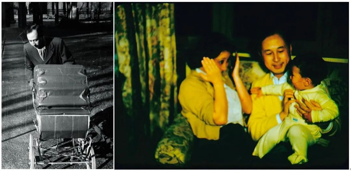 图为钱学森和家人在美国时期的生活照。