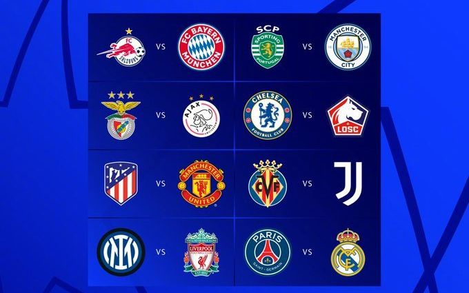 欧冠16强抽签对阵。图/社交媒体