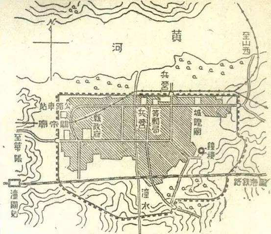 民国潼关县城图