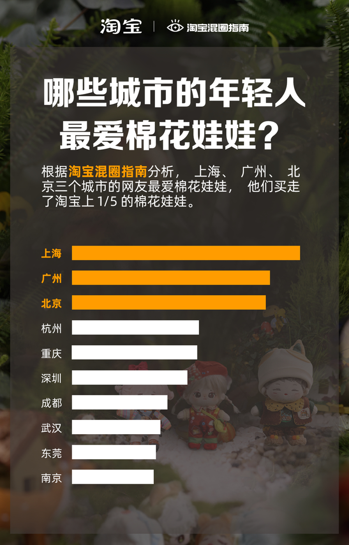图：棉花娃娃热门城市排行榜