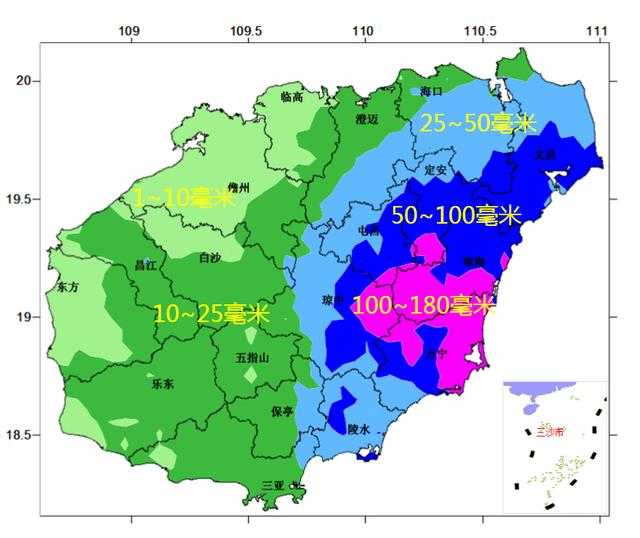 2021年12月19日08时～21日08时累积雨量预报图 