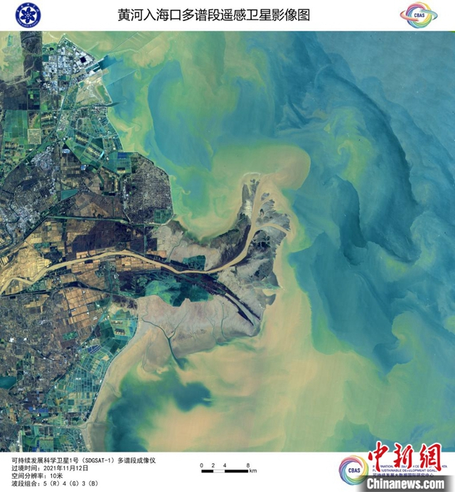 黄河入海口多谱段遥感卫星影像图。中国科学院 供图