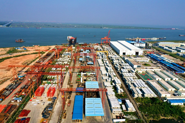 坪盐通道建设过程中，盐港东立交装配式施工图。（资料图）