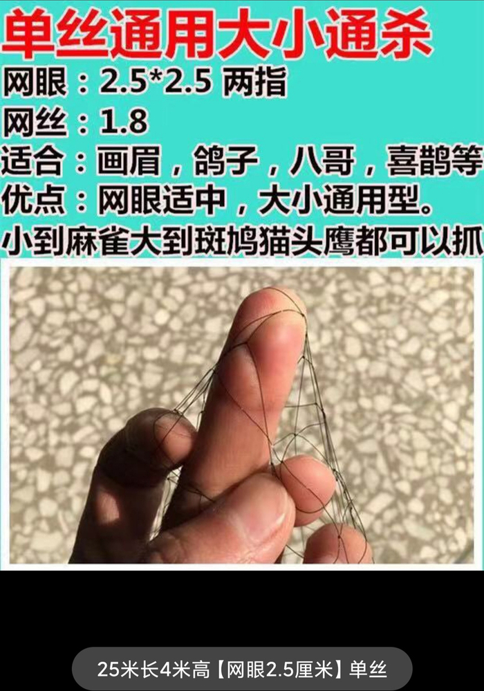 ▲12月10日，新京报记者以“防鸟网”为关键词在电商平台上检索，发现多家店铺在售卖捕鸟网。网页截图