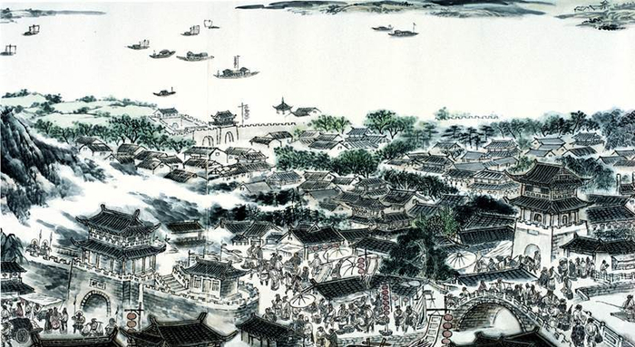 （《古运回望图》杭州段运河，企业供图，央广网发）