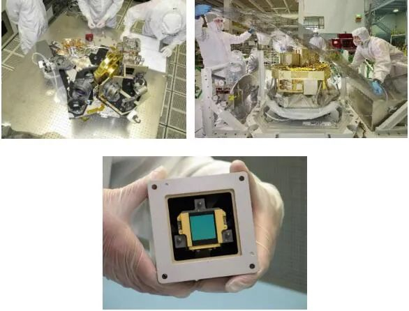 左上：NIRCam 右上：FGS/NIRISS 下：MIRI的核心感光元件