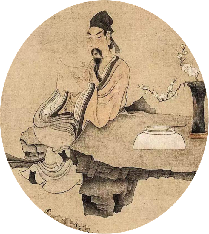 张岱好友陈洪绶绘《高士清供图》。