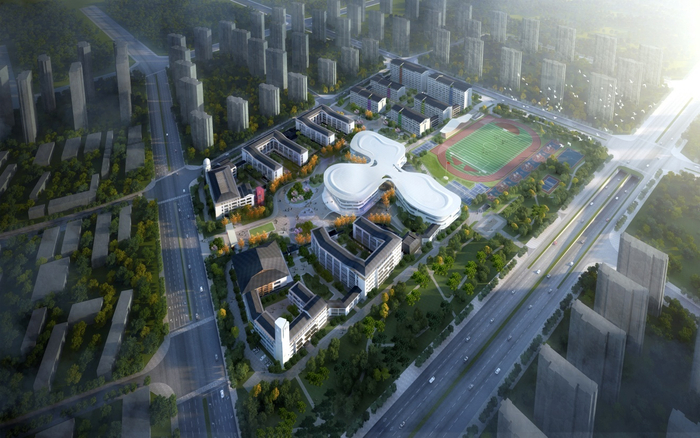 合肥一中东校区整体鸟瞰图。（央广网发 瑶海区委宣传部供图）