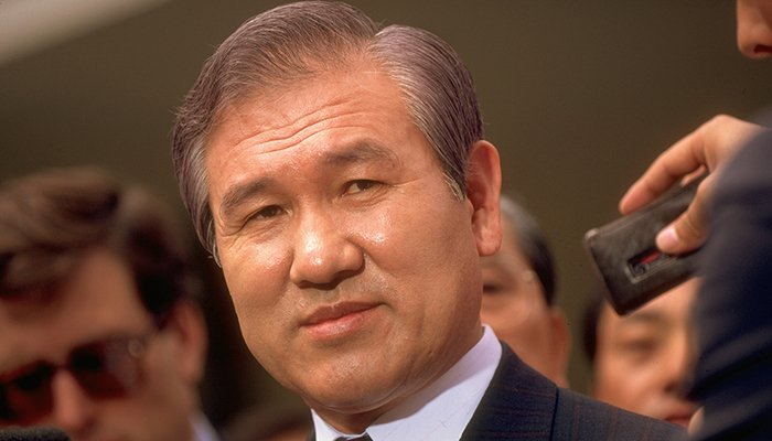 1990年5月，华盛顿特区，韩国总统卢泰愚访美期间。图片来源：视觉中国