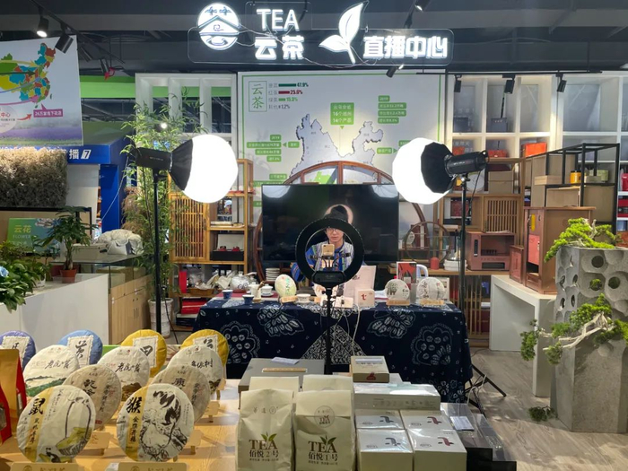 云上南博会期间，主播推介云茶 孙江荭 摄